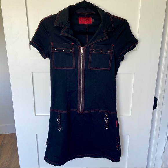 Tripp nyc Dresses & Skirts - Vintage Y2K Tripp NYC Black Goth Punk Dress with Zipper Accents